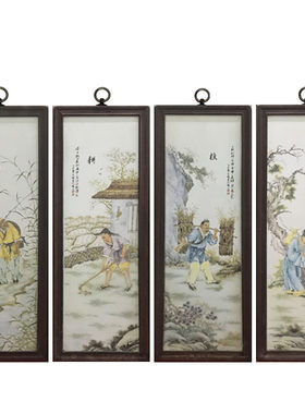 仿古实木框客厅装饰画
