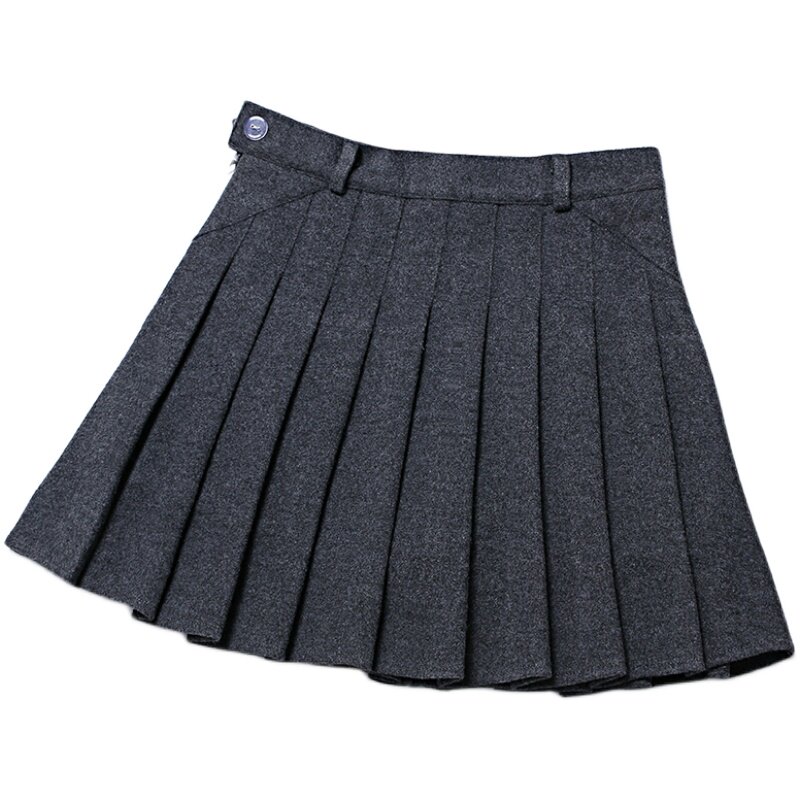 灰色半身裙女学生2024新款裙子春秋tb百褶裙西装料高腰a字短裙夏