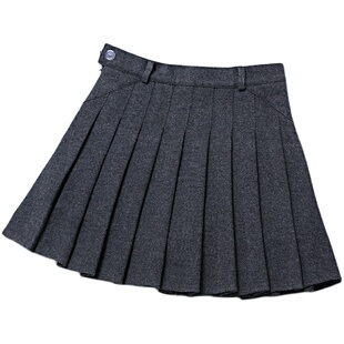 灰色半身裙女学生2024新款裙子春秋tb百褶裙西装料高腰a字短裙夏