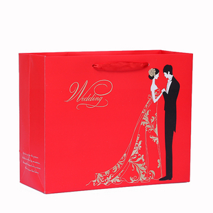 婚庆喜事结婚回礼袋子喜糖礼盒礼品回礼包装袋手提袋红色大号纸袋
