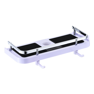 淋浴花洒置物架淋雨浴室洗澡免打孔升降杆沐浴托盘卫生间收纳篮子