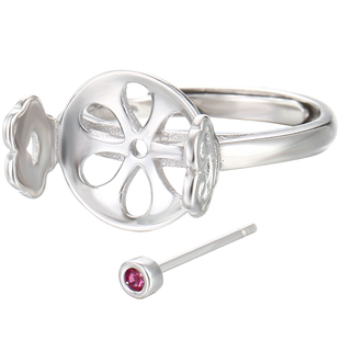 925纯银男女戒指空托diy平安扣算盘珠隔珠戒指托镶嵌金刚菩提空托