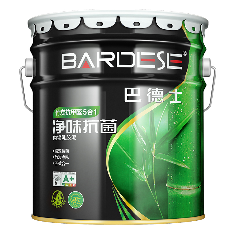 巴德士竹炭抗甲醛五合一內(nèi)墻乳膠漆室內(nèi)家用白色自刷修復(fù)墻面水漆