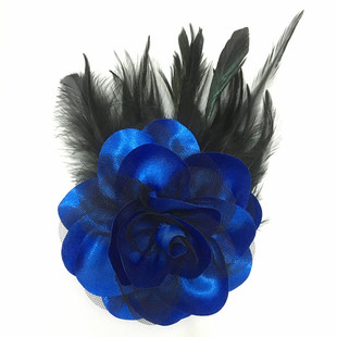 小版韩式羽毛胸花时尚布艺花朵男女表演职业胸针高档大肩花配饰品