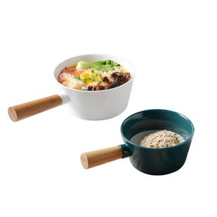 迈卡伦 日式面碗陶瓷北欧带木柄沙拉碗甜品碗家用餐具创意小汤碗