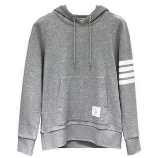 tb卫衣男套头连帽ins潮四条杠拼色灰色宽松休闲情侣蓝色潮牌外套