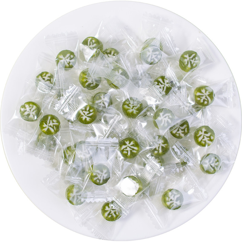 网红手工茶字切片糖抹茶味硬糖办公室休闲零食糖果散装创意小糖果