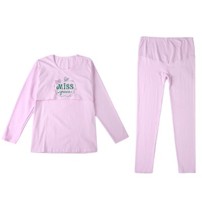 哺乳子服纯棉产后喂奶套装秋衣