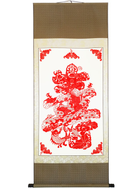 高档老人大寿生日纯手剪纸画