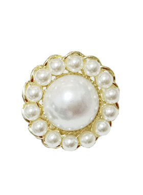 小香风宽面开口可调节珍珠戒指