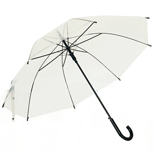 Qiutong单人男女抗风透明雨伞长柄透明伞自动伞文艺小清新学生伞