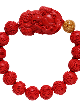 红色朱砂貔貅女士佛珠送老婆手串