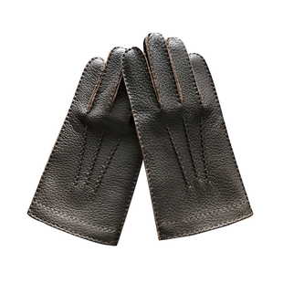 外贸进口鹿皮手套男士纯手工缝制高档商务 真皮手套羊绒里冬 保暖