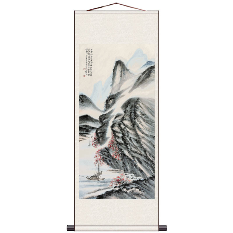 黄山漓江茶楼酒店条幅招财国画
