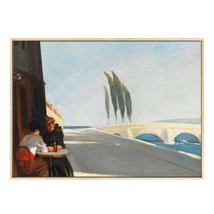客厅墙画挂画爱德华霍普风景小众画艺术家美式民宿餐厅玄关装饰画