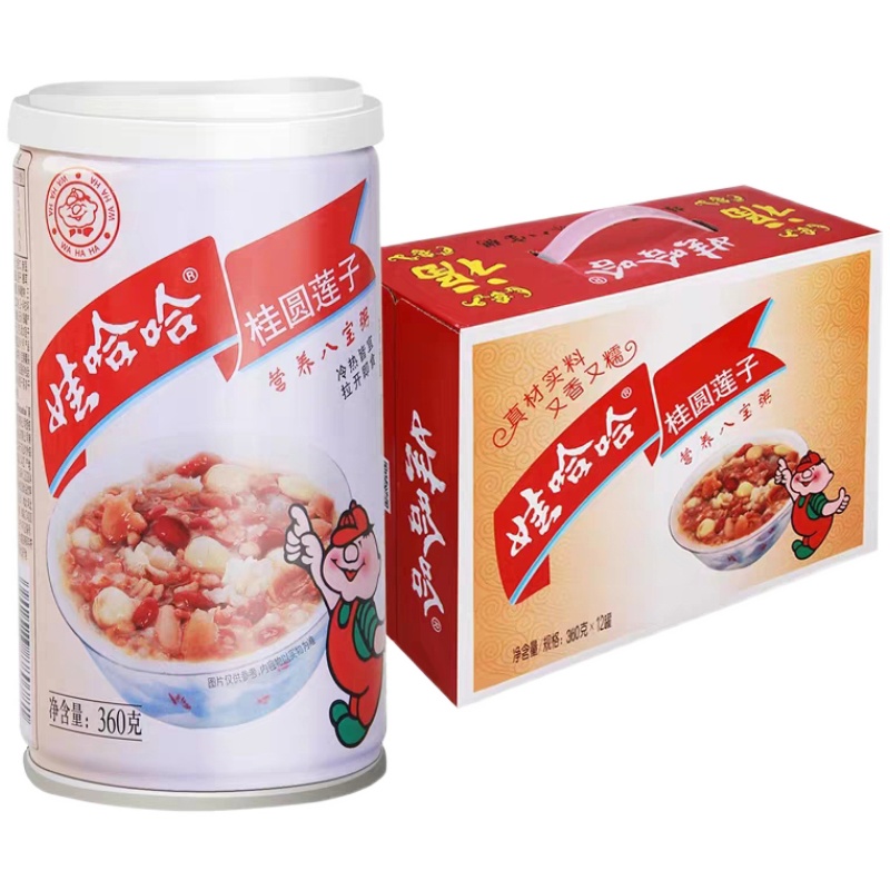 娃哈哈桂圆莲子八宝粥360g*12罐哇哈哈速食即食早餐粥整箱包邮