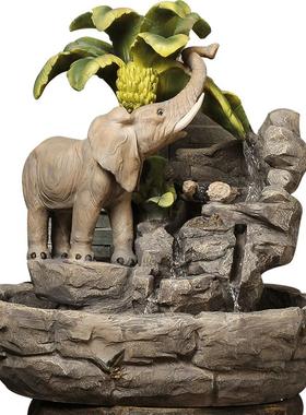 柒夏流水喷泉中式风电视柜摆件