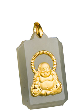 秦玉人家足金观音笑佛带证书吊坠