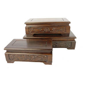 神像石头佛像花盆底座实木木质拍照道具长方形文玩置物架摆件饰品