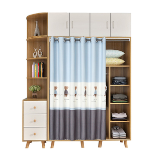开放衣柜遮挡帘窗帘式拉帘免打孔安装隔断门帘防尘推拉衣橱帘子布