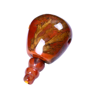 纳悟 天然宣化战国红玛瑙三通佛头 金刚手串星月菩提佛珠配饰配件