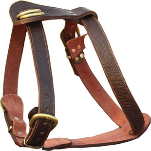 狗狗胸背带大型犬牵引绳狗链子牛皮真皮德牧马犬狗项圈狗背带胸带