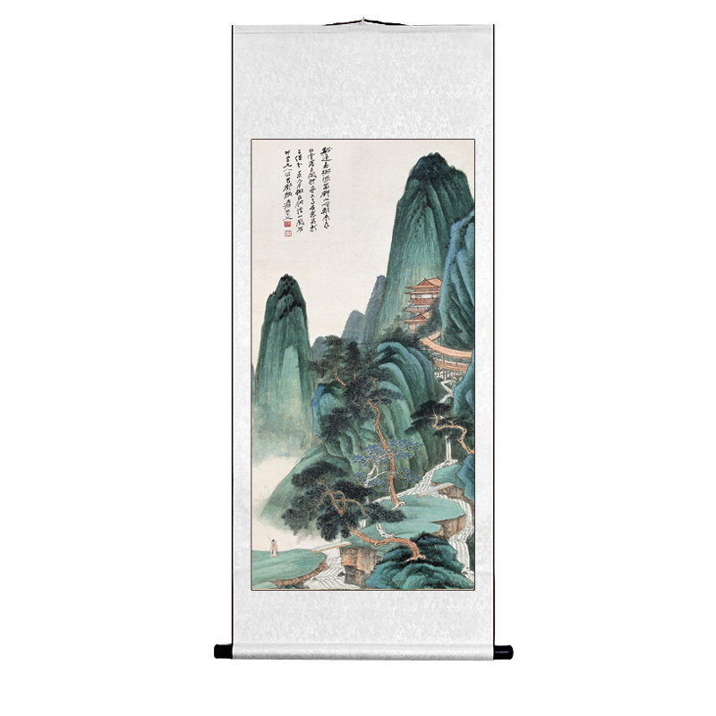 张大千仿古卷轴玄关办公室国画