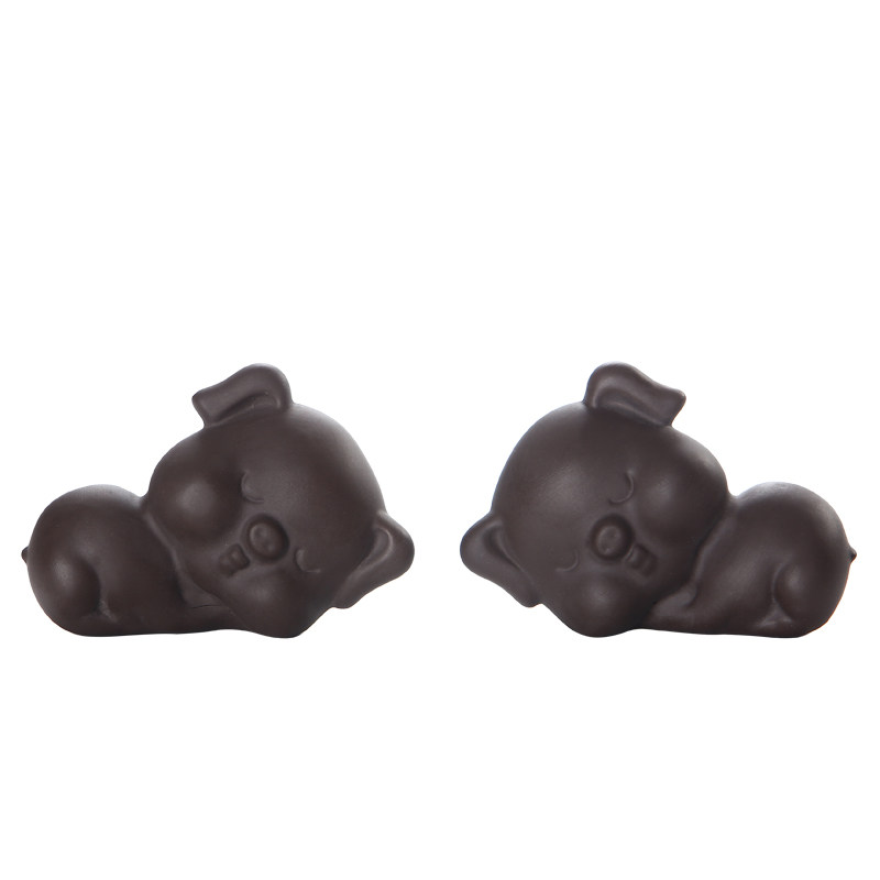 精品紫砂招财小猪茶宠摆件 可养创意茶玩茶艺茶台小玩件茶具配件