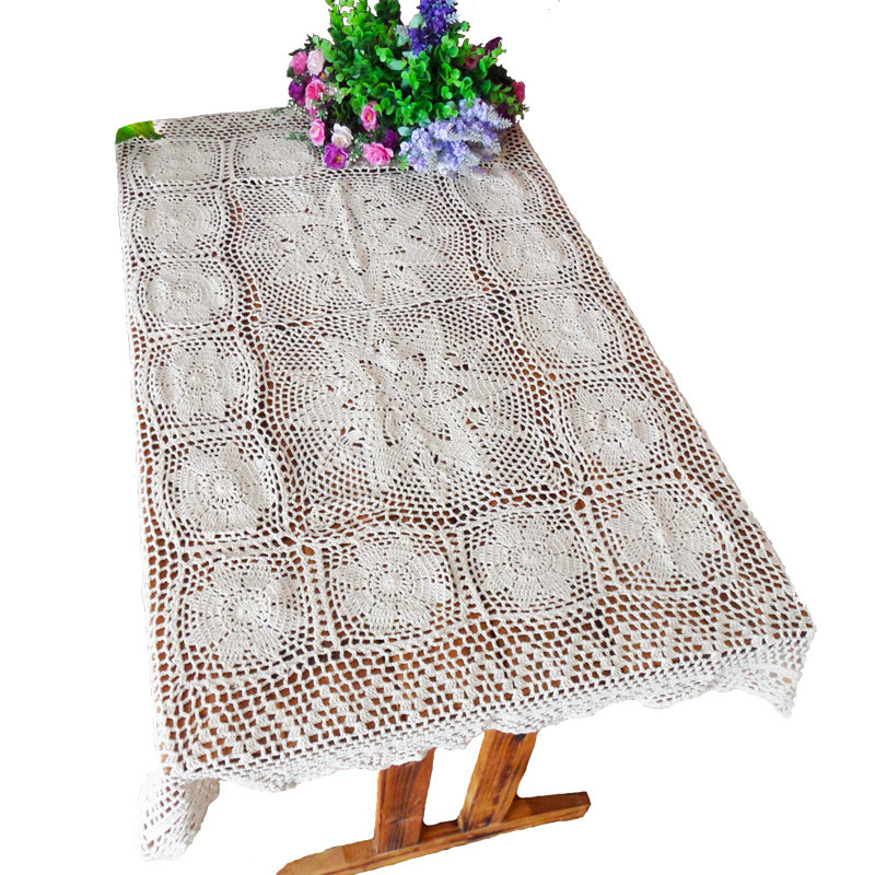 手工钩针勾花欧式复古田园纯棉编织镂空茶几桌布长方盖巾【兰花】