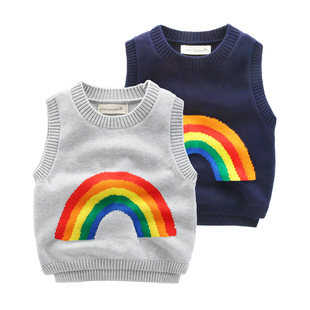 儿童棉马甲宝宝毛线春秋款男女童无袖背心毛衣大男童马夹坎肩学院