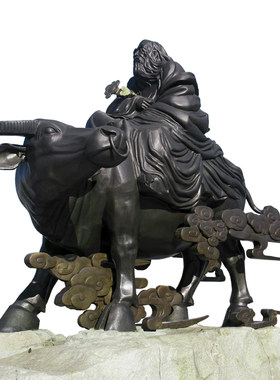 玻璃钢古代风老子骑牛定制仿铜