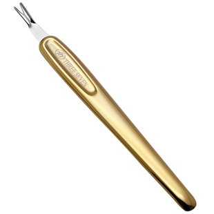 正品 韩国777专业美甲修甲金属柄死皮推金色死皮叉 死皮刀 死皮铲