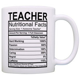 Teacher Nutritional Facts教师节礼物老师咖啡马克杯子茶水美式