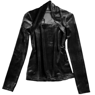 盈可人金丝绒修身气质新款上衣大码时尚百搭简约显瘦个性打底衫