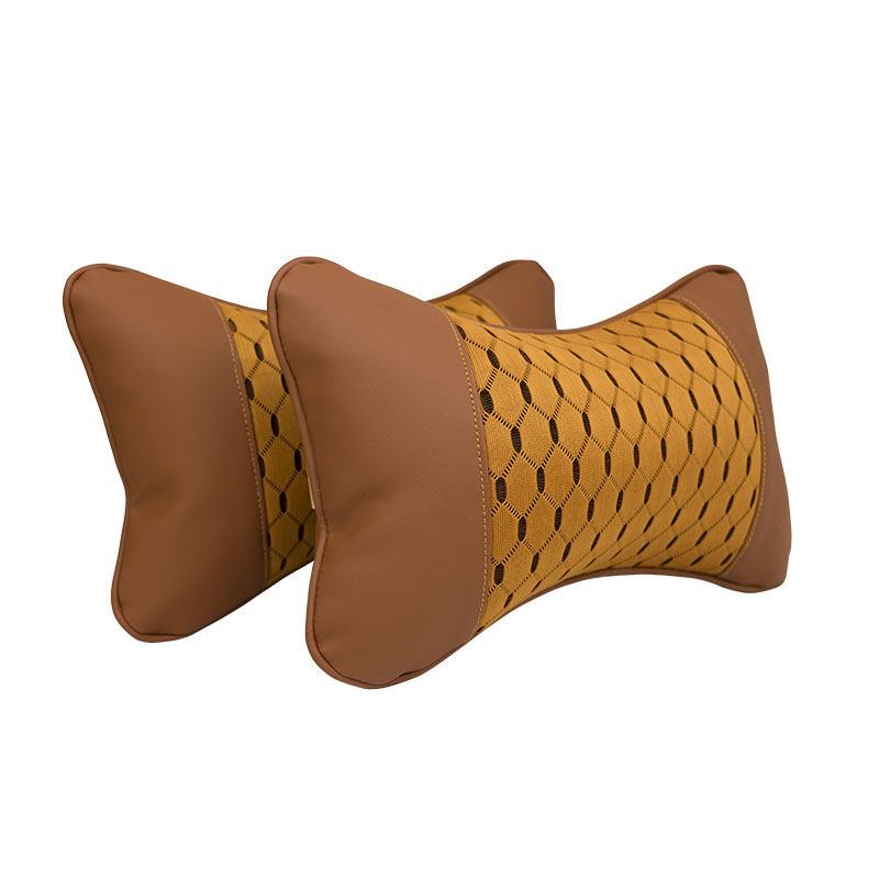 2025新款舒适透气车椅头枕一对装蜂窝设计夏季冰丝皮革颈枕靠枕