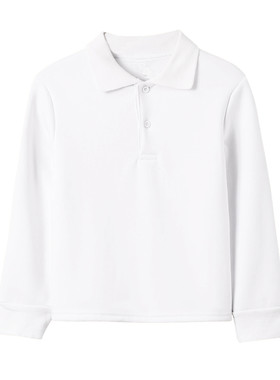 白色长袖翻领加绒加厚纯棉校服