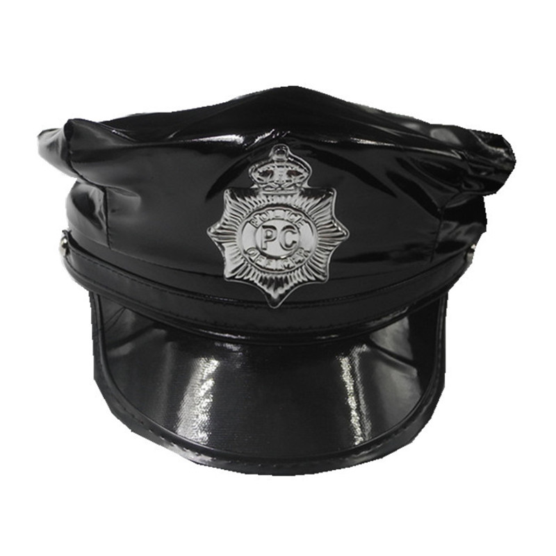 欧美PU八角帽 角色扮演警察帽主播帽cos制服诱惑舞会派对演出道具