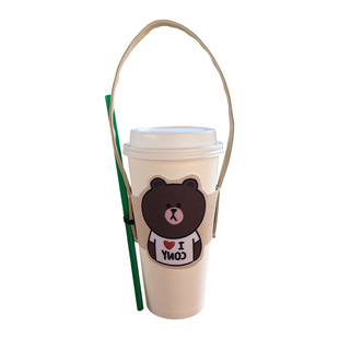 可妮兔布朗熊奶茶杯套饮料提袋环保杯袋冰霸手摇杯袋小兜兜胖胖杯