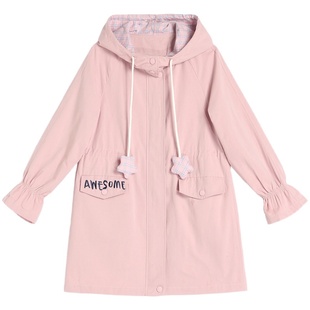 少女风衣外套初中学生秋冬装大童韩版宽松中长款学院风2025高中生