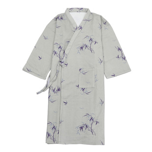 包邮夏季男女纯棉睡衣长款浴衣全棉古风家居服汉服睡袍中国风