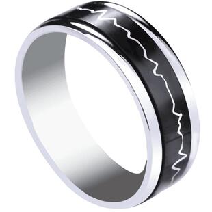 心电图刻字戒指男女情侣钛钢心跳食指环潮人个性ins学生简约转动