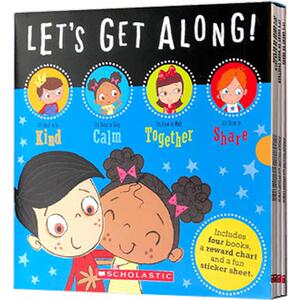 送贴纸社交技巧 情商培养友爱 Let's get along Social Skills4册英文原版绘本share, keep calm, be kind, to work together