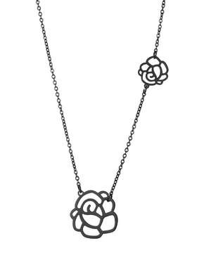 优雅镂空山茶花项链女玫瑰花简约