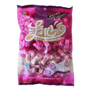 娃咪爽心卷香芋味夹心奶味糖369g 商务招待前台零食软糖年货糖果