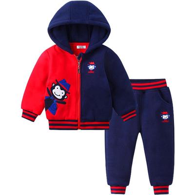 男宝宝秋冬卫衣套装加绒加厚