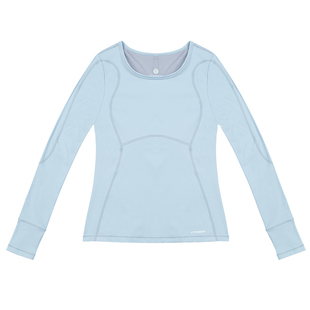 水沐伊朵瑜伽服女秋冬高弹透气贴身无束缚感带胸垫长袖上衣5528