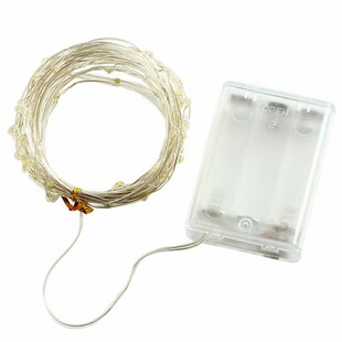 3节5号电池led铜丝灯节日婚庆装饰彩灯带开关常亮3AA盒铜线灯串