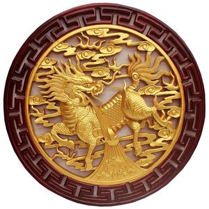 工艺礼品动物壁挂中式玄关家居装饰品东阳木雕 圆形内墙客厅茶室