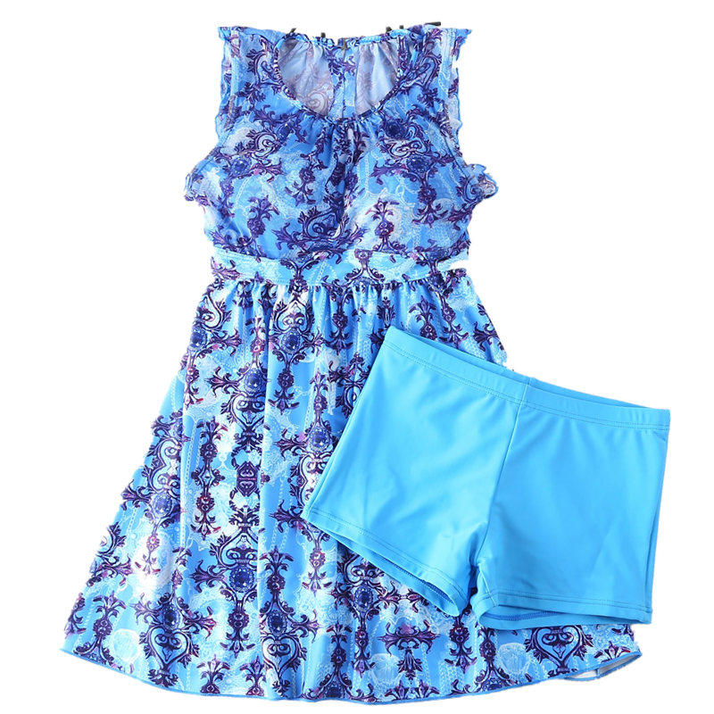 专柜号手品牌保守遮肚连体裙式温泉钢托泳衣女小胸聚拢显胸加大码