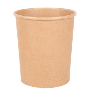 一次性牛皮纸汤杯打包盒汤桶圆形加厚带盖加厚外卖粥水果甜品汤碗